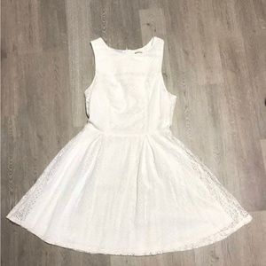 White lace overlay dress. Monteau size L